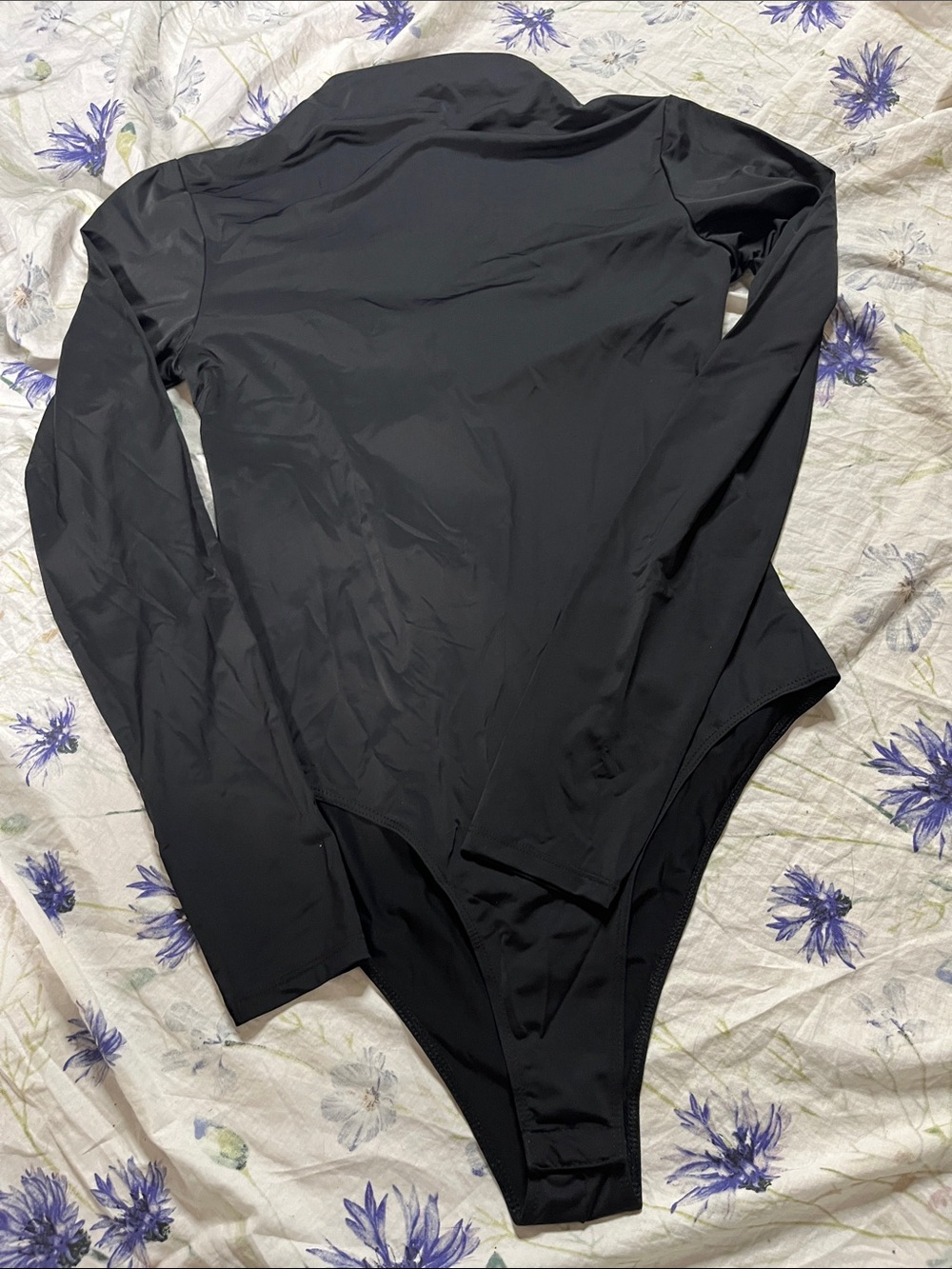 Zara Black Long-Sleeve High-Neck Bodysuit – Fitted Stretch Layering Top 🖤👚